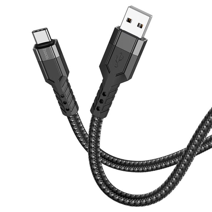 Кабель Hoco U110 USB to Type-C (3A, 1.2 m) - Black: фото 1 из 5