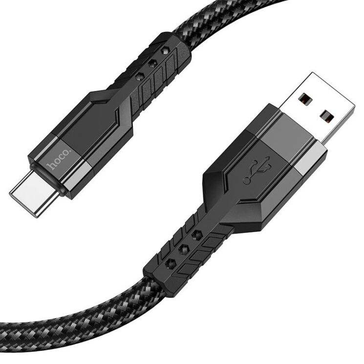 Кабель Hoco U110 USB to Type-C (3A, 1.2 m) - Black: фото 2 из 5