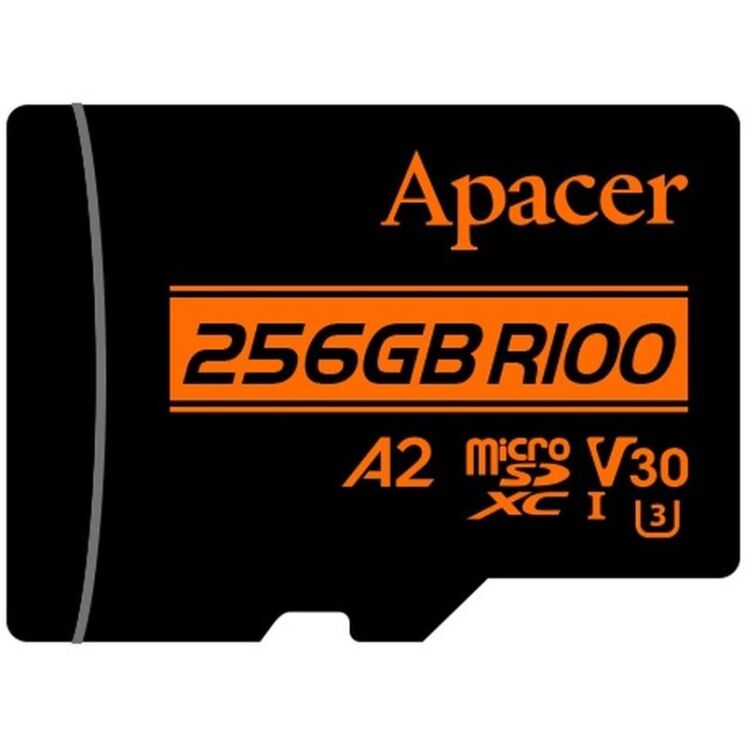 Карта памяти MicroSDXC Apacer 256GB UHS-I U3 V30 A2 + адаптер (AP256GMCSX10U8-R) - Black: фото 2 из 9