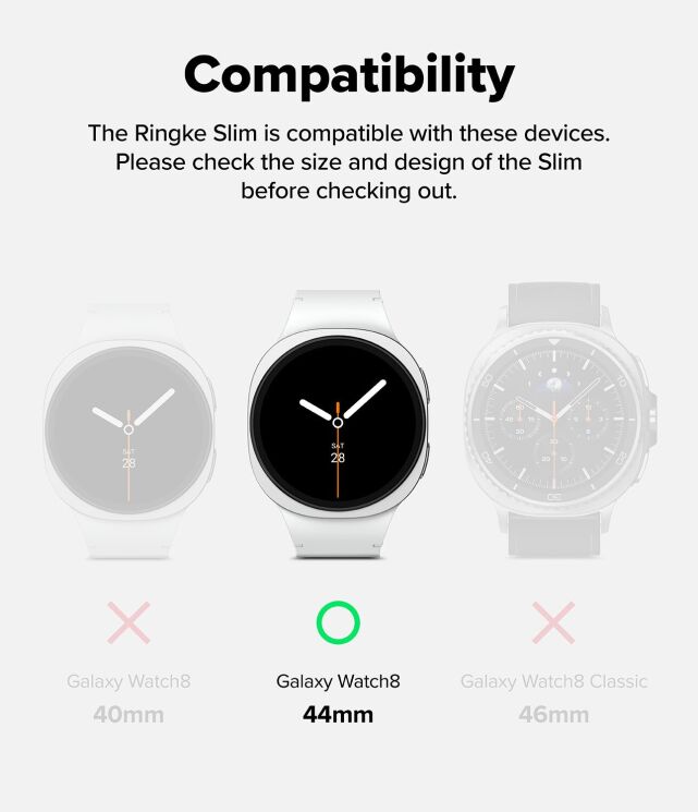 Комплект чохлів RINGKE Slim Case для Samsung Galaxy Watch 8 (44mm) 8800293856146 - Matte Black: фото 4 з 15