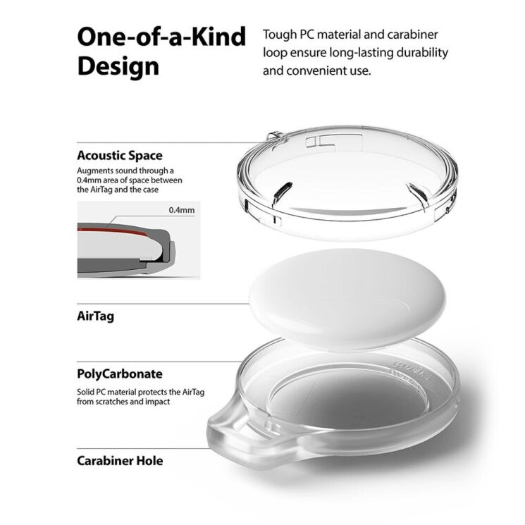 Комплект защитных чехлов (4шт) Ringke Slim Set для для Apple AirTag (8809818840370) - Clear: фото 5 из 14