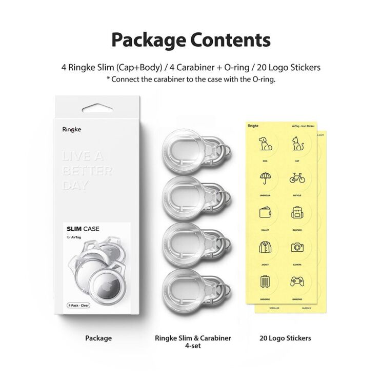 Комплект защитных чехлов (4шт) Ringke Slim Set для для Apple AirTag (8809818840370) - Clear: фото 14 из 14