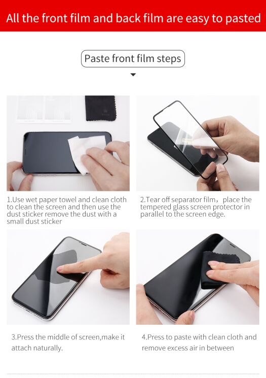 Комплект захисних стекол BASEUS 3D Full Coverage 0.3mm для Apple iPhone XR - Black: фото 24 з 25