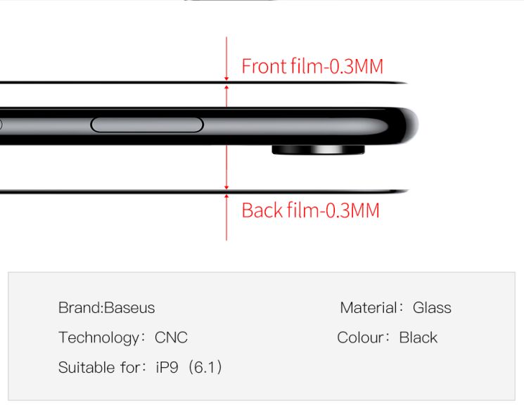 Комплект захисних стекол BASEUS 3D Full Coverage 0.3mm для Apple iPhone XR - Black: фото 14 з 25