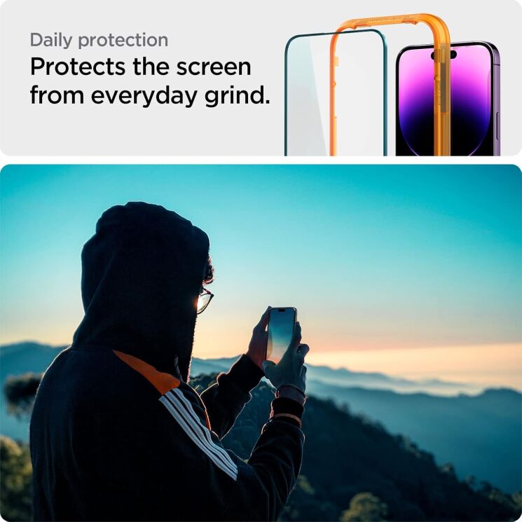 Комплект защитных стекол Spigen (SGP) GLAS.tR AlignMaster Black для Apple iPhone 14 Pro Max - Black: фото 8 из 10