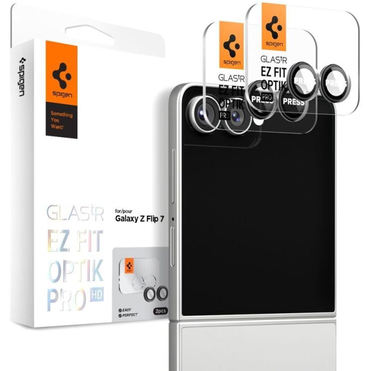 Комплект захисних стекол Spigen (SGP) Optik Pro Lens Protector для Samsung Galaxy Flip 7 (AGL09587) - Black: фото 1 з 13