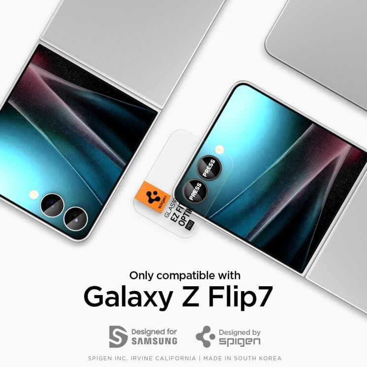 Комплект захисних стекол Spigen (SGP) Optik Pro Lens Protector для Samsung Galaxy Flip 7 (AGL09587) - Black: фото 7 з 13