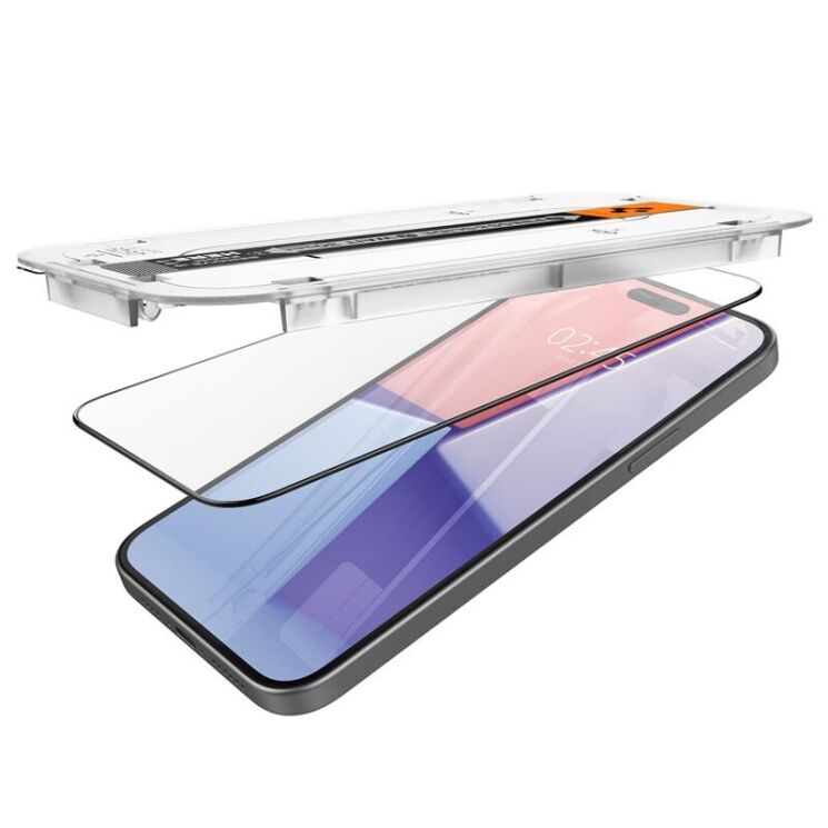 Комплект защитных стекол Spigen (SGP) GLAS.tR EZ Fit Black для Apple iPhone 15 - Black: фото 3 из 11
