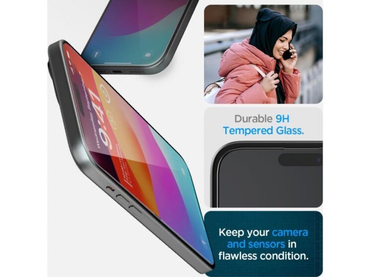 Комплект защитных стекол Spigen (SGP) GLAS.tR EZ Fit Black для Apple iPhone 15 - Black: фото 9 из 11