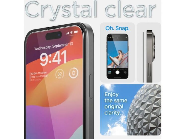 Комплект защитных стекол Spigen (SGP) GLAS.tR EZ Fit Black для Apple iPhone 15 - Black: фото 8 из 11