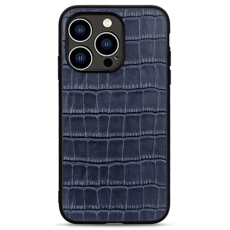 Кожаный чехол UniCase Croco Skin для Apple iPhone 14 Pro - Blue: фото 1 из 5