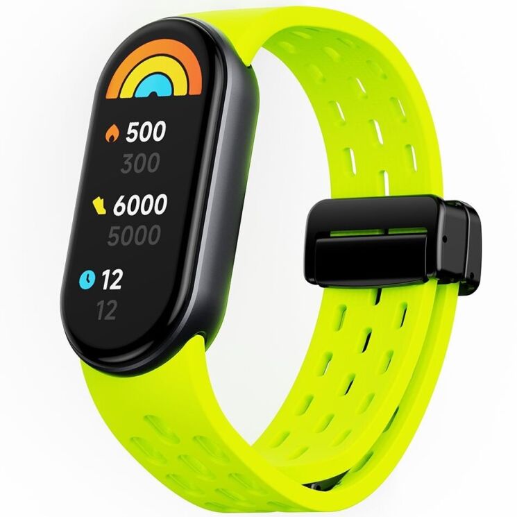Ремешок Deexe Astra Strap для Xiaomi Mi Smart Band 8 / 9 - Fluorescent Green: фото 2 из 9