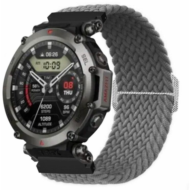 Ремешок Deexe Braided Strap для Huami Amazfit T-ReX Ultra - Grey: фото 2 из 4
