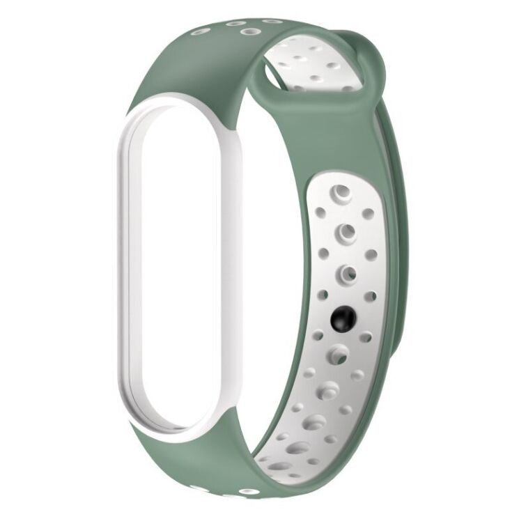 Ремешок Deexe Color Style для Xiaomi Mi Band 5 / Mi Band 6 / Mi Band 7 - Light Green / White: фото 1 из 1