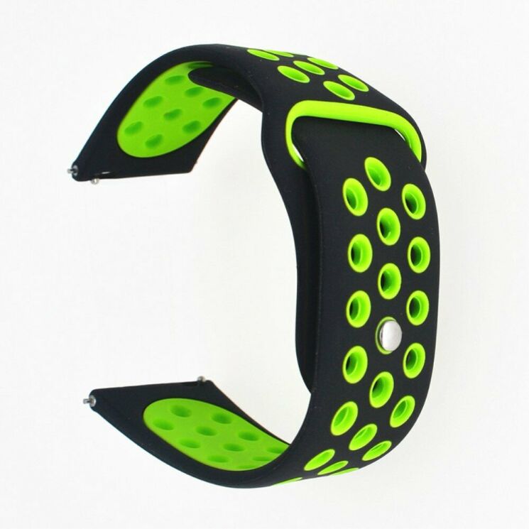 Ремінець Deexe Dot Color для Samsung Watch Active / Active 2 40mm / Active 2 44mm - Black / Green: фото 1 з 5