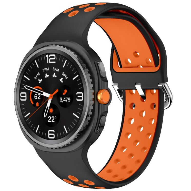 Ремешок Deexe Dual Color для Samsung Galaxy Watch 8 (40/44mm) / 8 Classic - Black / Orange: фото 2 из 6