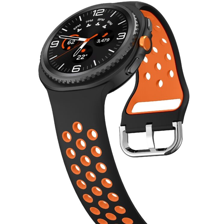Ремешок Deexe Dual Color для Samsung Galaxy Watch 8 (40/44mm) / 8 Classic - Black / Orange: фото 4 из 6