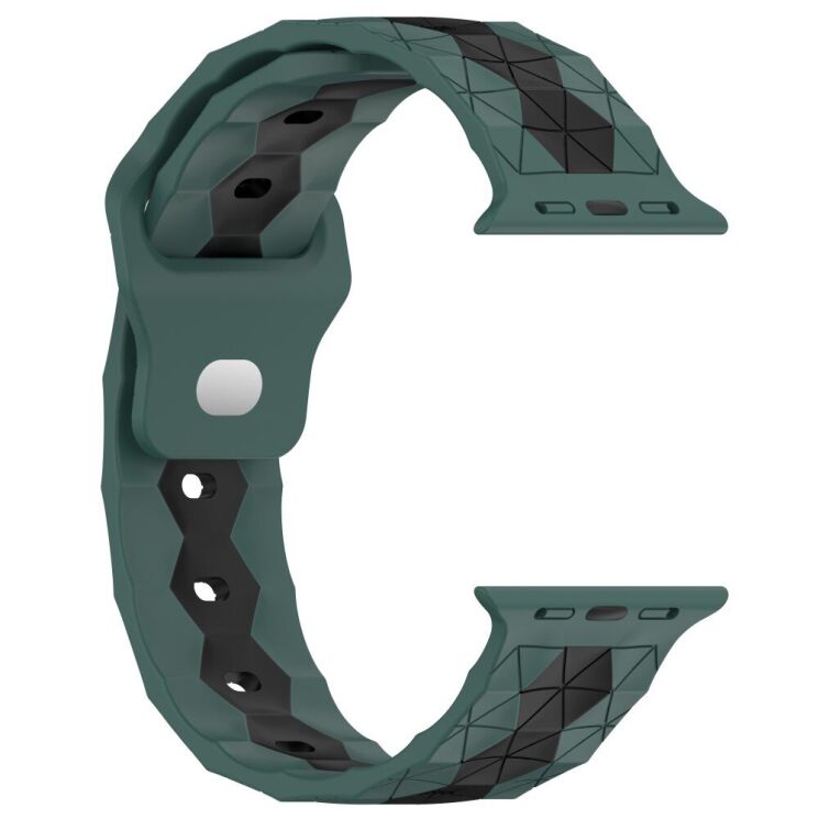 Ремінець Deexe Flex Series для Apple Watch 46 / 45 / 44 / SE 44 / 42 (Series 1-3) / Ultra / Ultra 2 / Ultra 3 - Olive Green / Black: фото 3 з 6