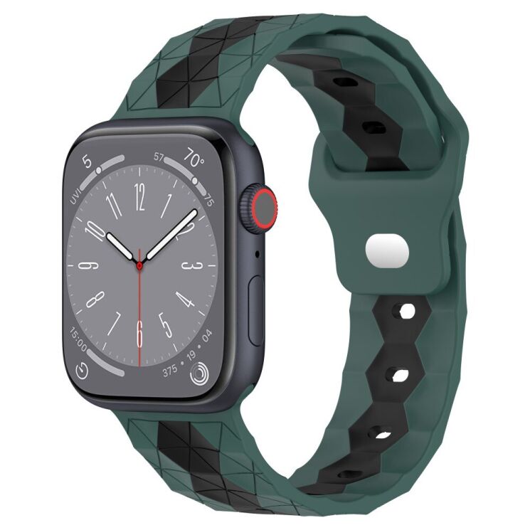 Ремінець Deexe Flex Series для Apple Watch 46 / 45 / 44 / SE 44 / 42 (Series 1-3) / Ultra / Ultra 2 / Ultra 3 - Olive Green / Black: фото 4 з 6
