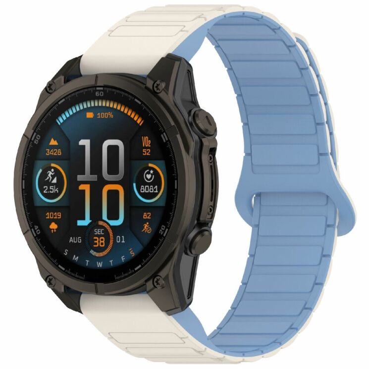 Ремешок Deexe Flexible Fit для часов Garmin c креплением Quick Fit 26mm - White / Mist Blue: фото 2 из 8