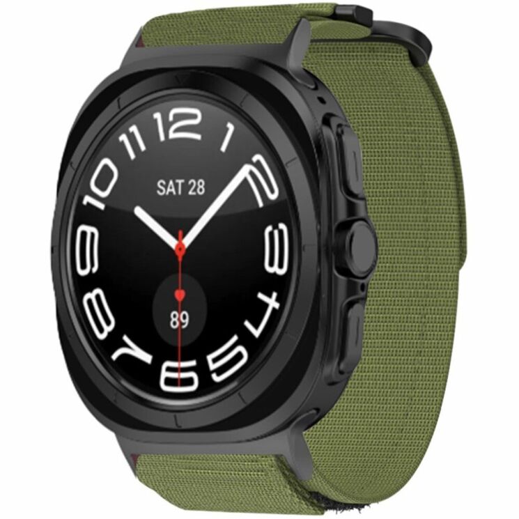 Ремінець Deexe Magic Tape для Samsung Galaxy Watch Ultra (47mm) - Army Green: фото 3 з 4