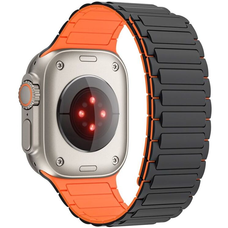 Ремінець Deexe Magnetic Band для Apple Watch 46 / 45 / 44 / SE 44 / 42 (Series 1-3) / Ultra / Ultra 2 / Ultra 3 - Black / Orange (251890BO) Ремінець Deexe Magnetic Band для Apple Watch 46 / 45 / 44 / SE 44 / 42 (Series 1-3) / Ultra / Ultra 2 / Ultra 3 - Black / Orange: фото 1 з 4