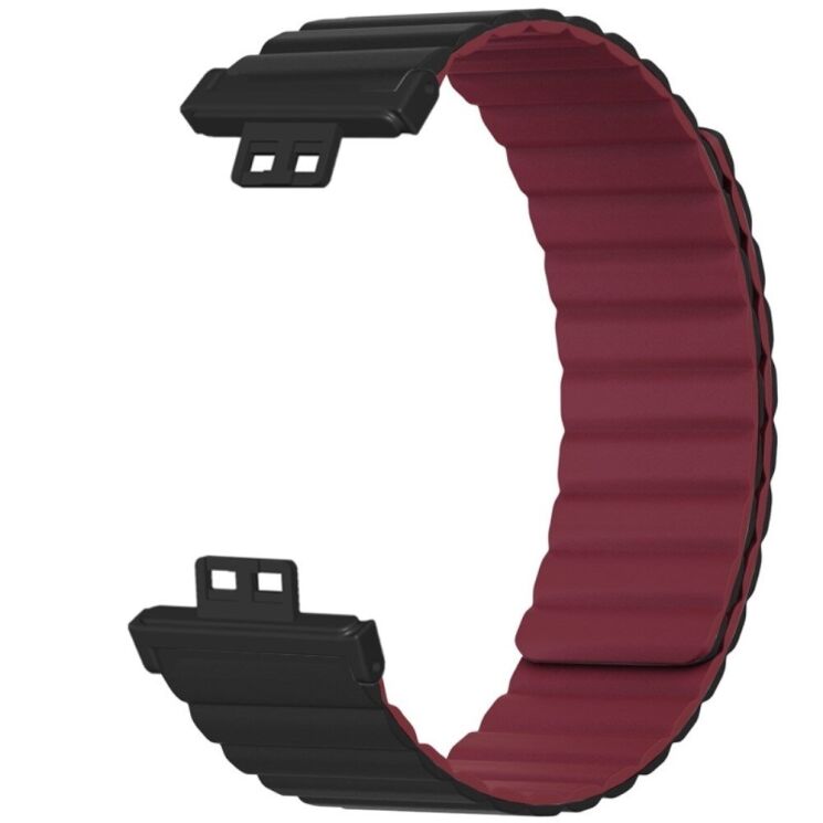 Ремінець Deexe Magnetic Band для Huawei Watch Fit - Black / Wine Red: фото 2 з 3