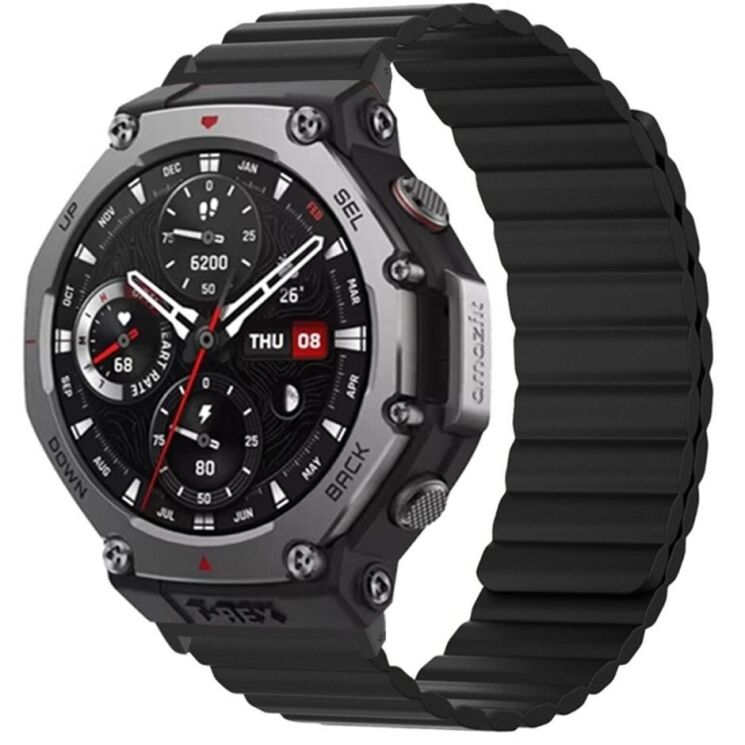 Ремінець Deexe Magnetic Band для Xiaomi Amazfit T-ReX 3 - Black: фото 3 з 3