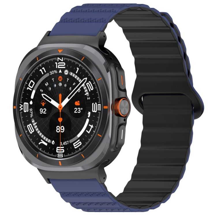 Ремешок Deexe Magnetic Strap для Samsung Galaxy Watch Ultra (47mm) - Dark Blue / Black: фото 2 из 7