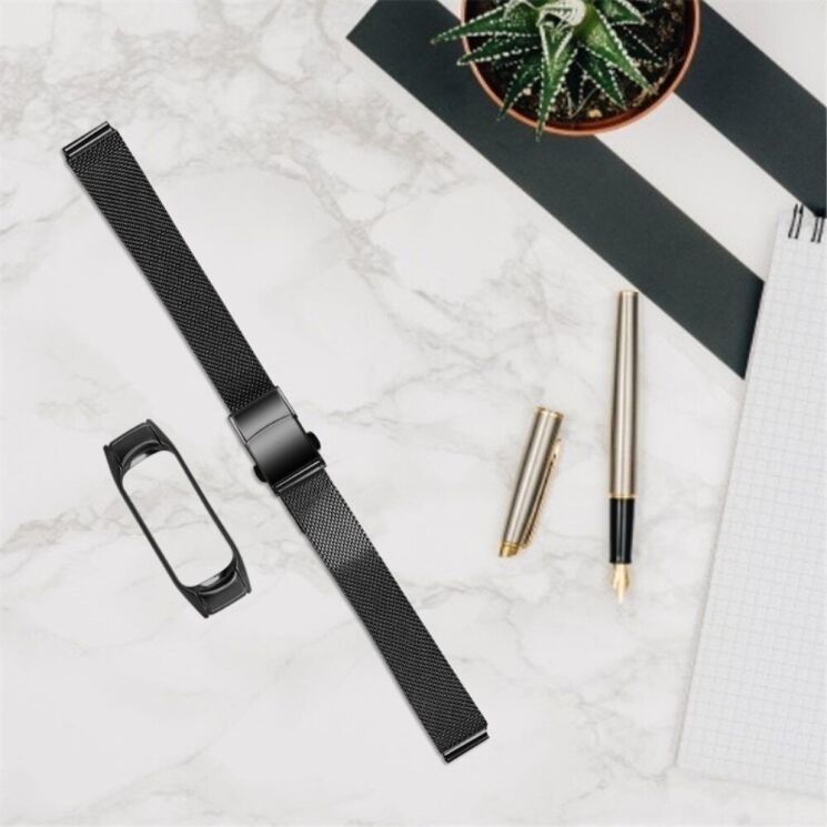 Ремінець Deexe Milanese Bracelet для Xiaomi Mi Band 7 - Black: фото 4 з 7