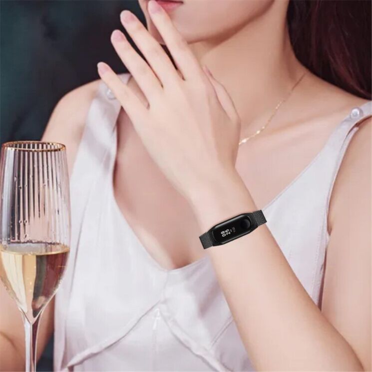 Ремінець Deexe Milanese Bracelet для Xiaomi Mi Band 7 - Black: фото 6 з 7