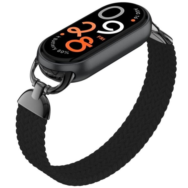 Ремешок Deexe Nylon Woven для Xiaomi Mi Smart Band 8 / Band 9 / Band 10 - Black: фото 3 из 5