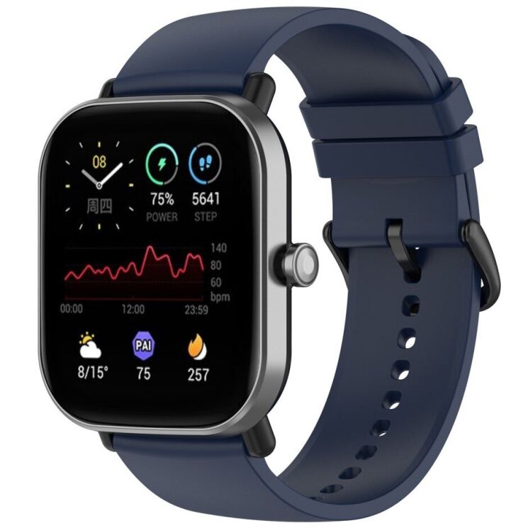 Ремешок Deexe Silicone Band для часов с шириной крепления 20мм - Dark Blue: фото 2 из 11