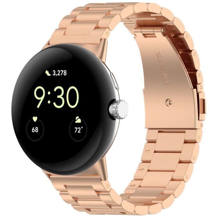Ремешок Deexe Stainless Steel для Google Pixel Watch 3 (45mm) - Rose Gold: фото 2 из 9
