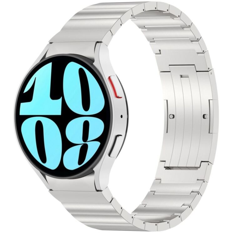 Ремешок Deexe Titanium Steel для Samsung Galaxy Watch 4 / 4 Classic / 5 / 5 Pro / 6 / 6 Classic / 7 / FE - Silver: фото 4 из 5