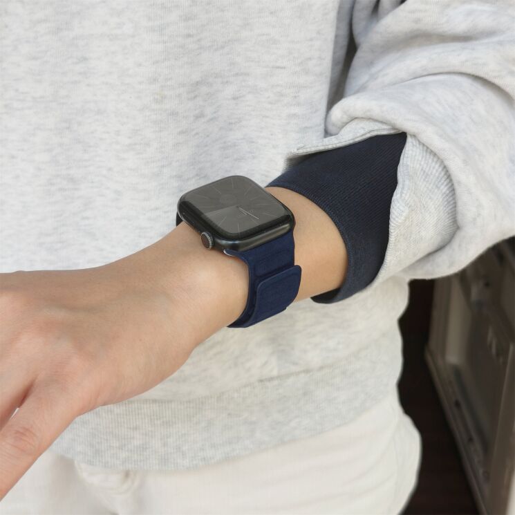 Ремешок Reframe Suede Leather для Apple Watch 42 (Series 10/11) / 41 / 40 / SE 40 / 38 - Navy Blue: фото 3 из 7