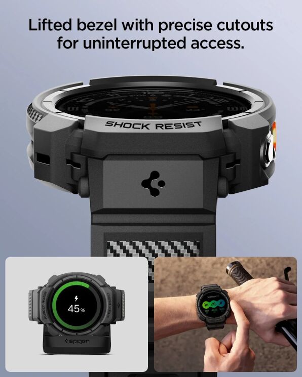 Ремешок Spigen Rugged Armor Pro для Samsung Galaxy Watch Ultra 2 (ACS11612) - Black: фото 9 из 12