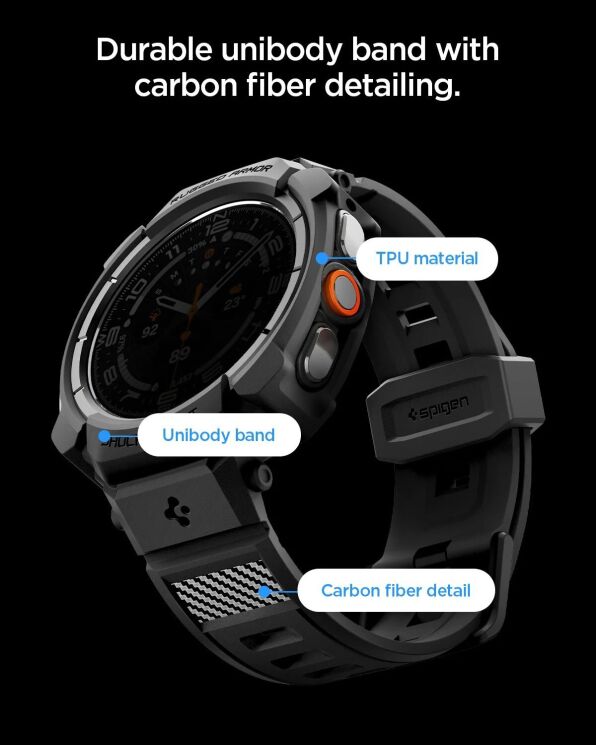 Ремешок Spigen Rugged Armor Pro для Samsung Galaxy Watch Ultra 2 (ACS11612) - Black: фото 7 из 12