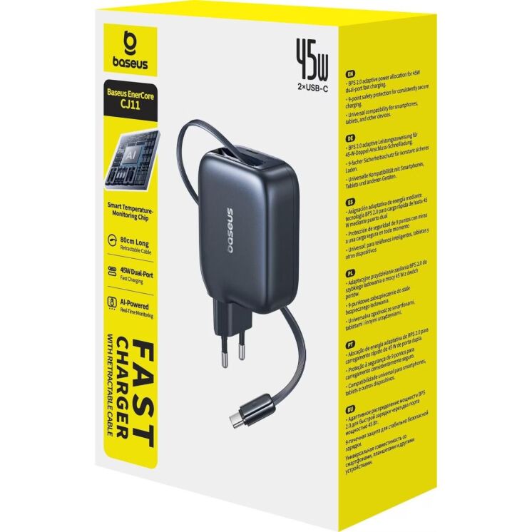 Сетевое зарядное устройство Baseus EnerCore CJ11 2C (45W) + кабель Type-C (E0120G00) - Black: фото 5 из 18
