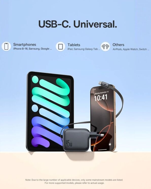 Сетевое зарядное устройство Baseus EnerCore CJ11 2C (45W) + кабель Type-C (E0120G00) - Black: фото 12 из 18