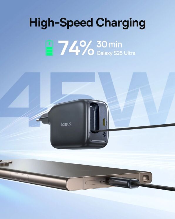 Сетевое зарядное устройство Baseus EnerCore CJ11 2C (45W) + кабель Type-C (E0120G00) - Black: фото 10 из 18