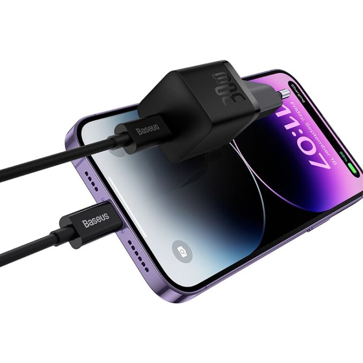 Сетевое зарядное устройство Baseus GaN5S 1C 30W + кабель Type-C to Type-C (100W, 1m) P10110902113-00 - Black: фото 6 из 21