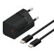 Сетевое зарядное устройство Baseus GaN5S 1C 30W + кабель Type-C to Type-C (100W, 1m) P10110902113-00 - Black (346194B). Фото 1 из 21