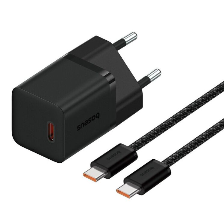 Сетевое зарядное устройство Baseus GaN5S 1C 30W + кабель Type-C to Type-C (100W, 1m) P10110902113-00 - Black: фото 1 из 21
