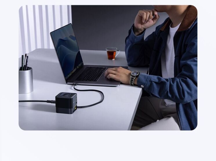 Сетевое зарядное устройство Baseus Super GaN Desktop 100W (2Type-C+USB) + кабель Type-C (P10164001123-00) - Black: фото 19 из 28