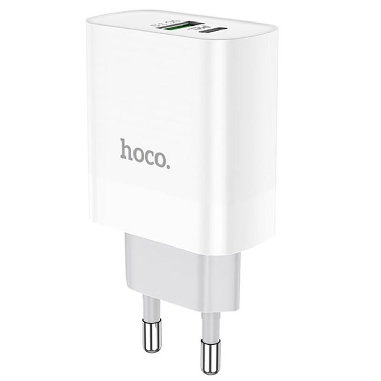 Сетевое зарядное устройство Hoco C80A PD + QC3.0 + кабель Type-C to Lightning - White: фото 8 из 20