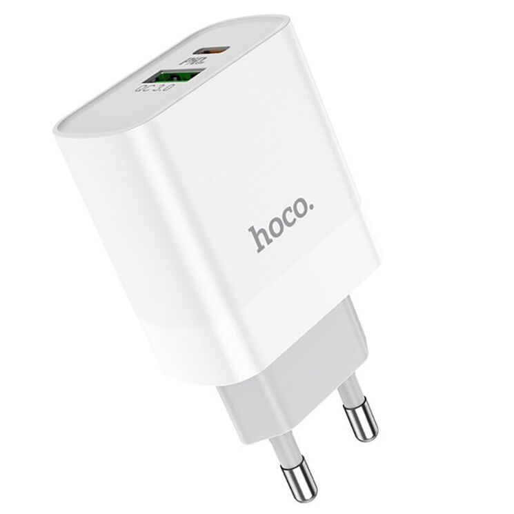 Сетевое зарядное устройство Hoco C80A PD + QC3.0 + кабель Type-C to Lightning - White: фото 5 из 20