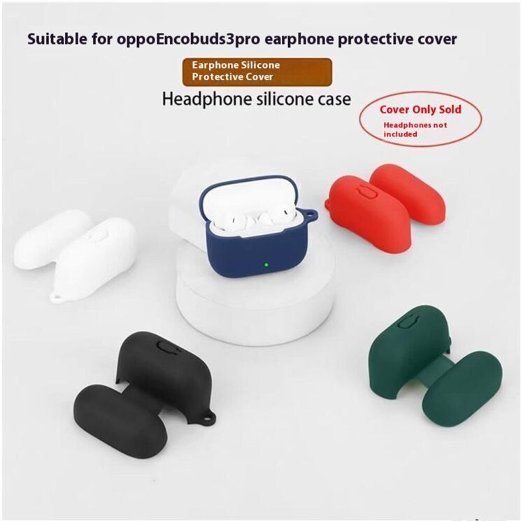 Силиконовый чехол Deexe Silicone Case (FH) для OPPO Enco Buds 3 Pro - Blackish Green: фото 4 из 8