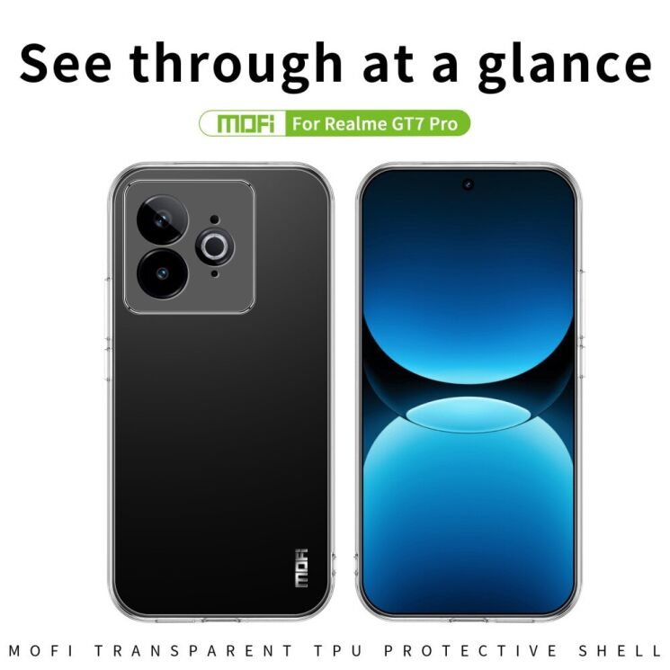 Силиконовый (TPU) чехол MOFI Thin Guard для Realme GT 7 Pro - Transparent: фото 3 из 10