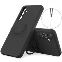 Силиконовый (TPU) чехол с кольцом Deexe Color Shell для Samsung Galaxy A27 (A276) - Black: фото 1 из 5
